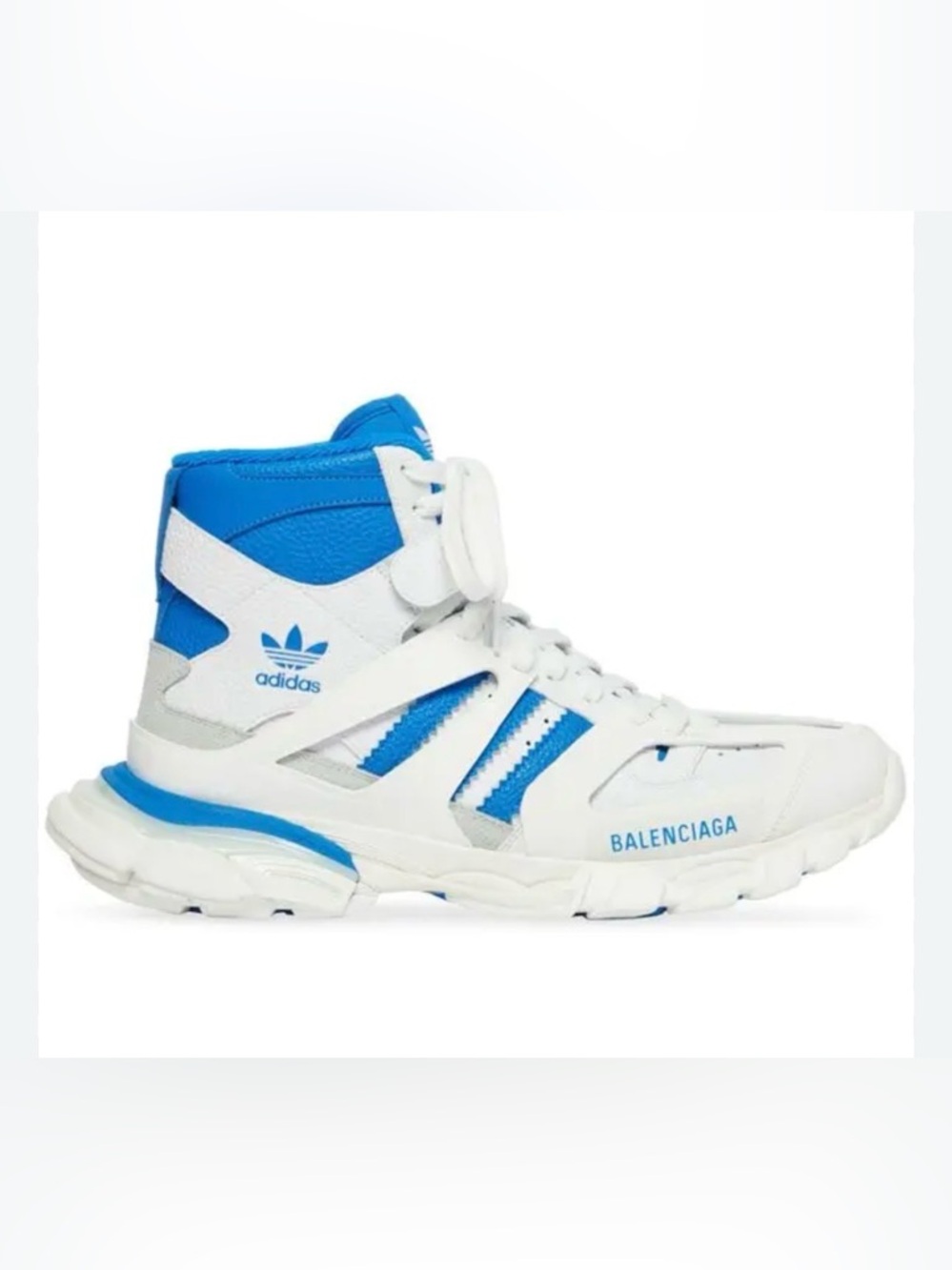 Balenciaga White and Blue High-Top Sneaker